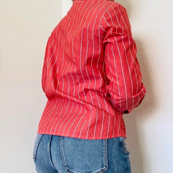 Pena House candy pinstripe collared button up long sleeve dress shirt - Picture 2 of 4